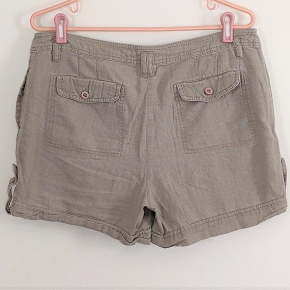 AB Studio Casual Beige Shorts Linen Blend Lightweight Side Pockets, Women's Sz 8 - Picture 8 of 8